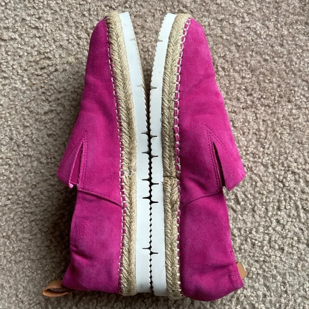Gentle souls Dark Pink Barbie Suede Lara Sporty Platform Espadrille Loafer